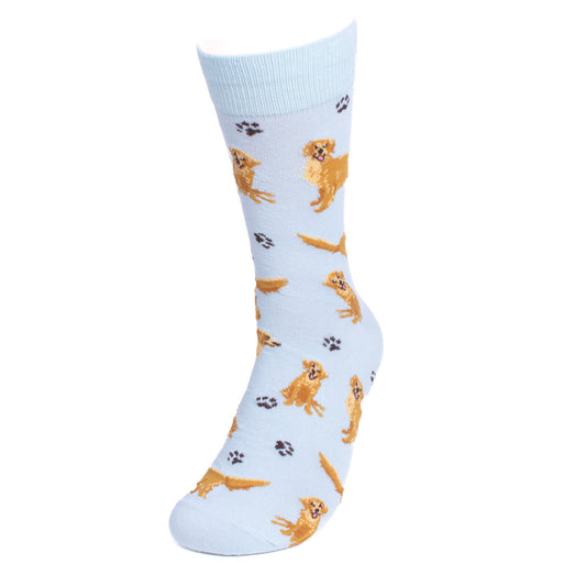 Dog Socks for Men Golden Retriever Dog Novelty Socks Dog Lovers Socks Men's Crazy Sock Mans Best Friend Great Gift for Dog Owners Baby Blue