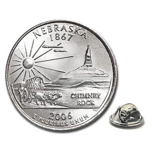 Nebraska State Quarter Coin Lapel Pin Uncirculated U.S. Quarter 2006 Tie Pin