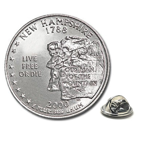 New Hampshire State Quarter Coin Lapel Pin Uncirculated U.S. Quarter 2000 Tie Pin