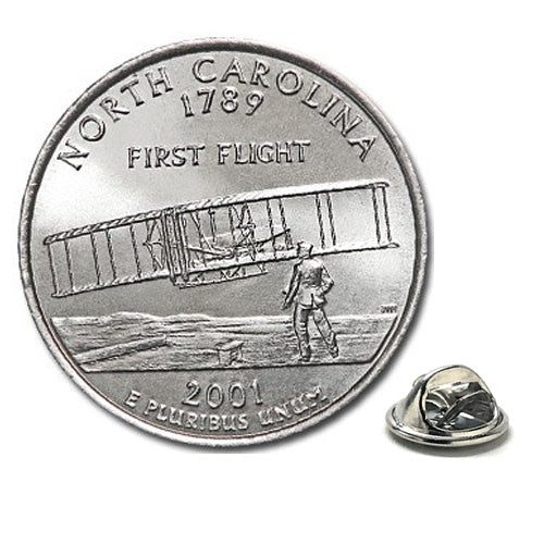 North Carolina State Quarter Coin Lapel Pin Uncirculated U.S. Quarter 2001 Tie Pin