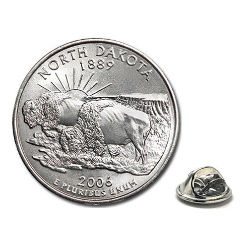 North Dakota State Quarter Coin Lapel Pin Uncirculated U.S. Quarter 2006 Tie Pin