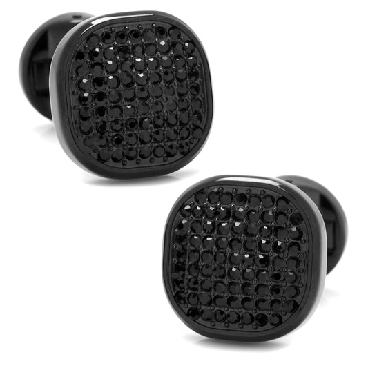 Black gemstone earrings on a white background