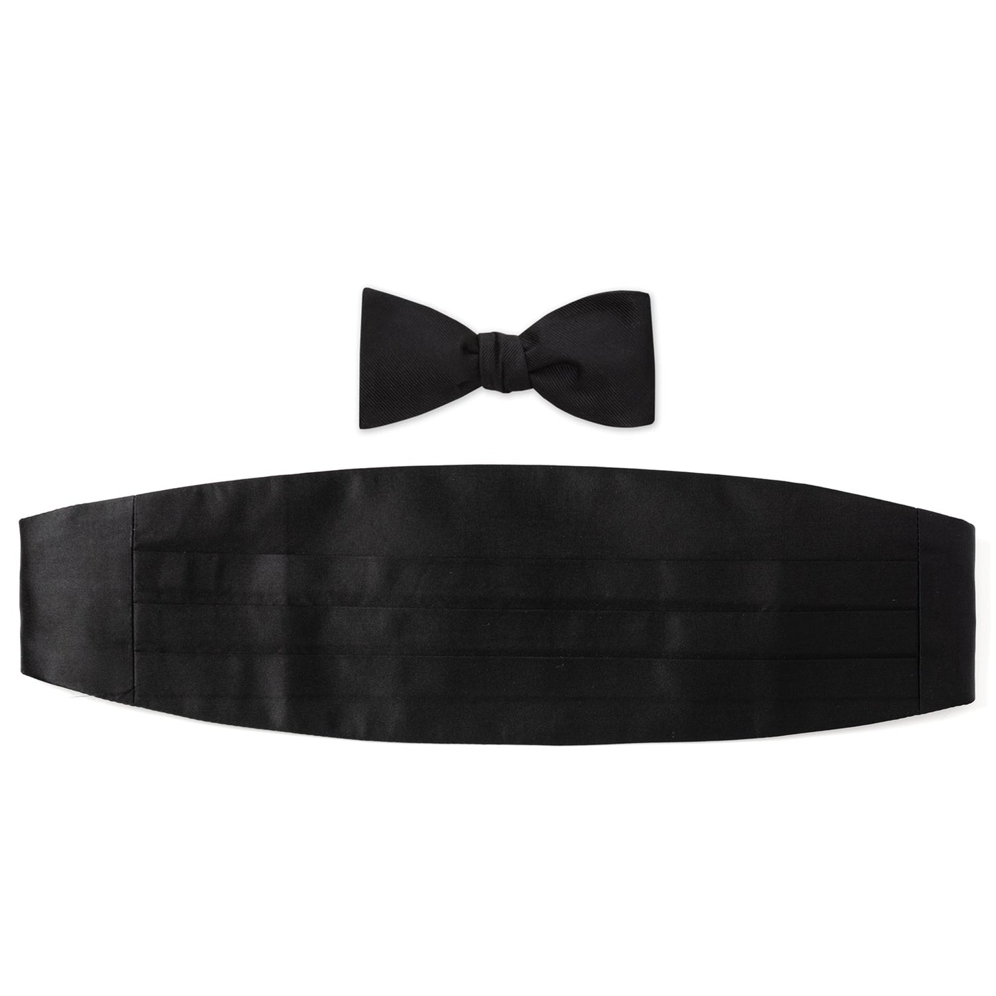 Black Silk Cummerbund and Bowtie Set