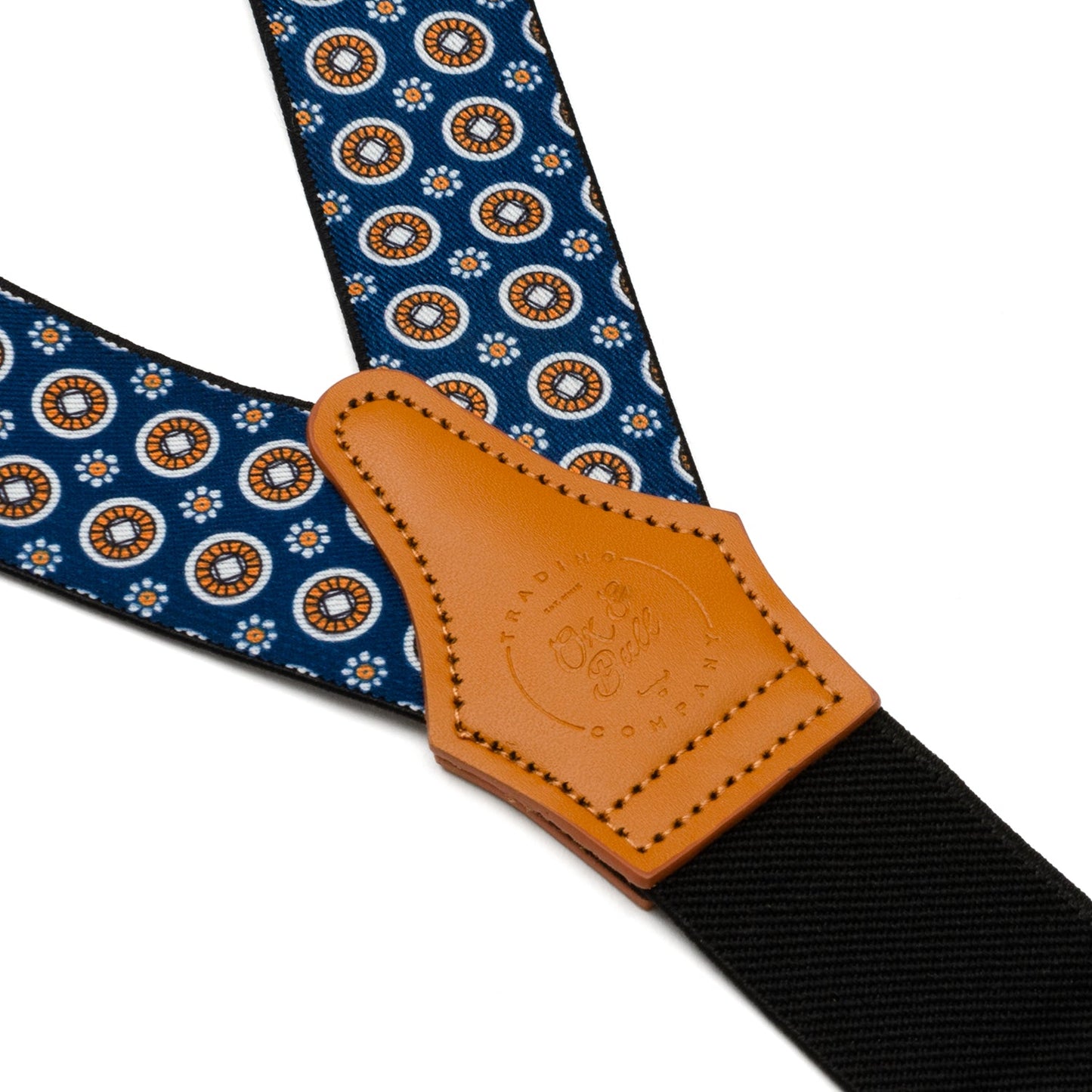 Blue Motif Patterned Convertible Suspenders