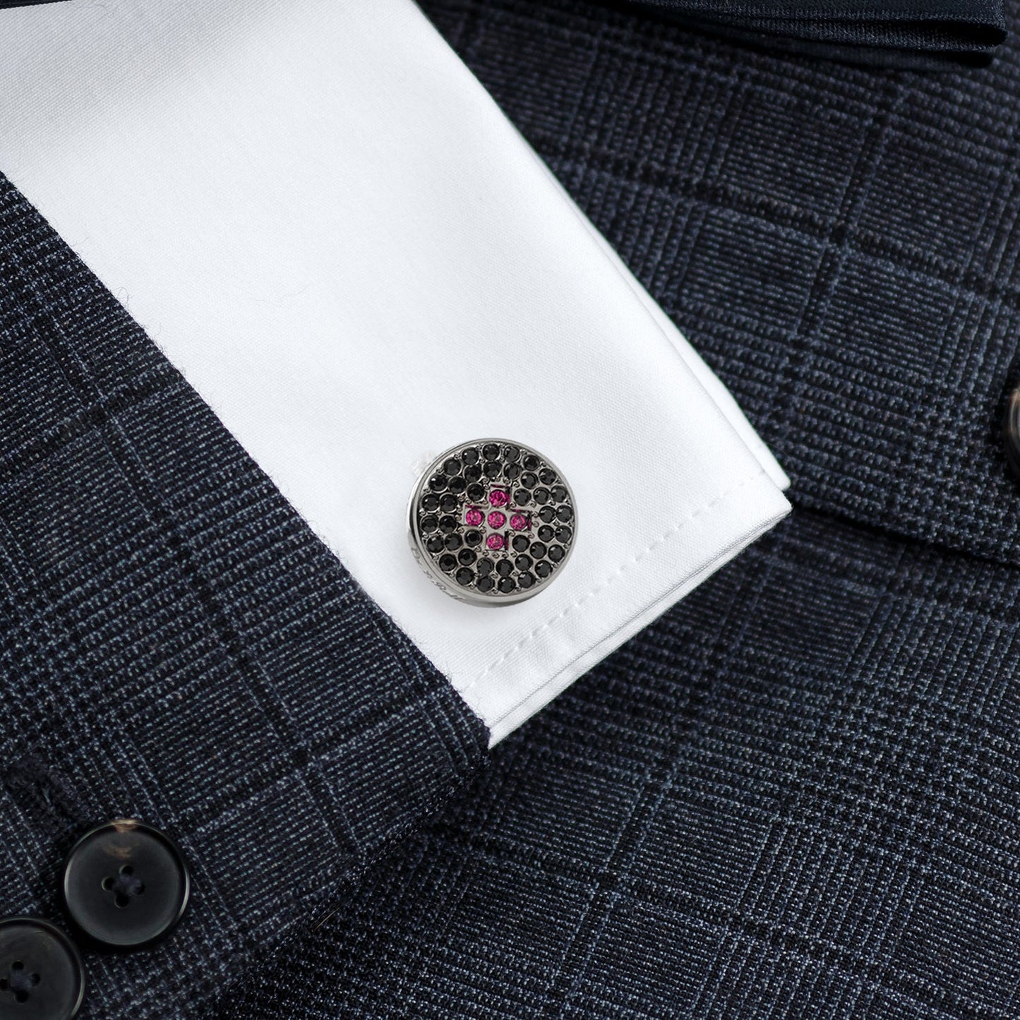 Crystal Button Pave Cufflinks