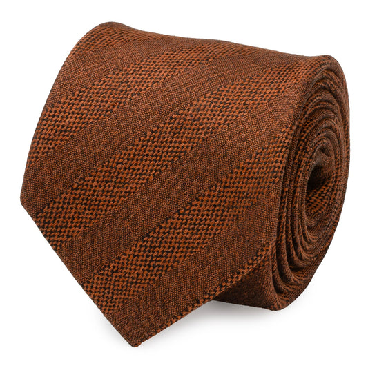 Burnt Sienna Tweed Striped Linen Men's Tie