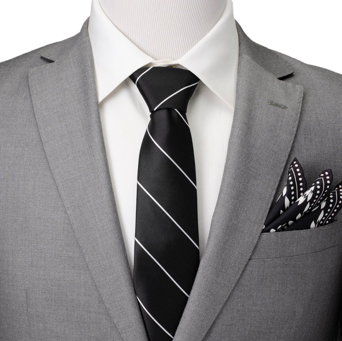 Classic Black Striped Silk Men's Tie