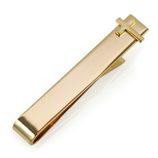 Gold cross tie bar – elegant faith-inspired men’s accessory by JayPins