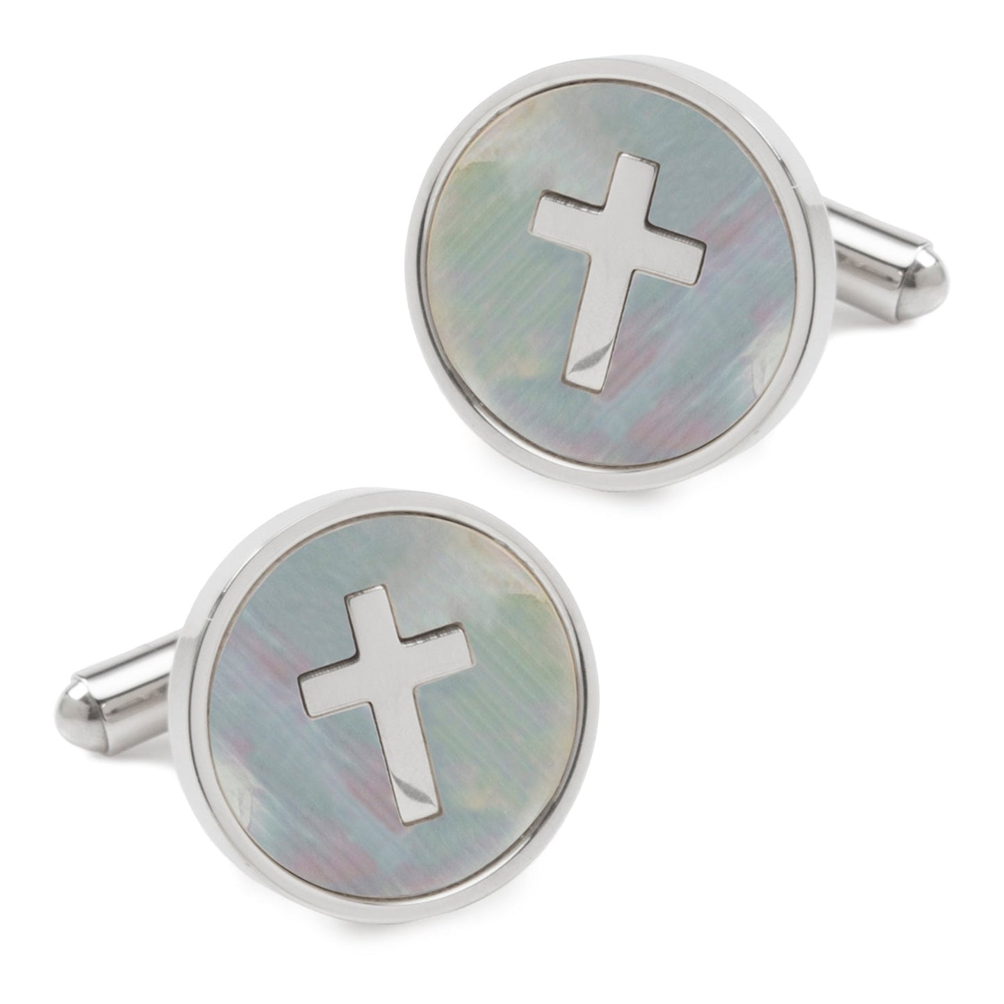 Cross Mother of Pearl Stainless Steel Cufflinks