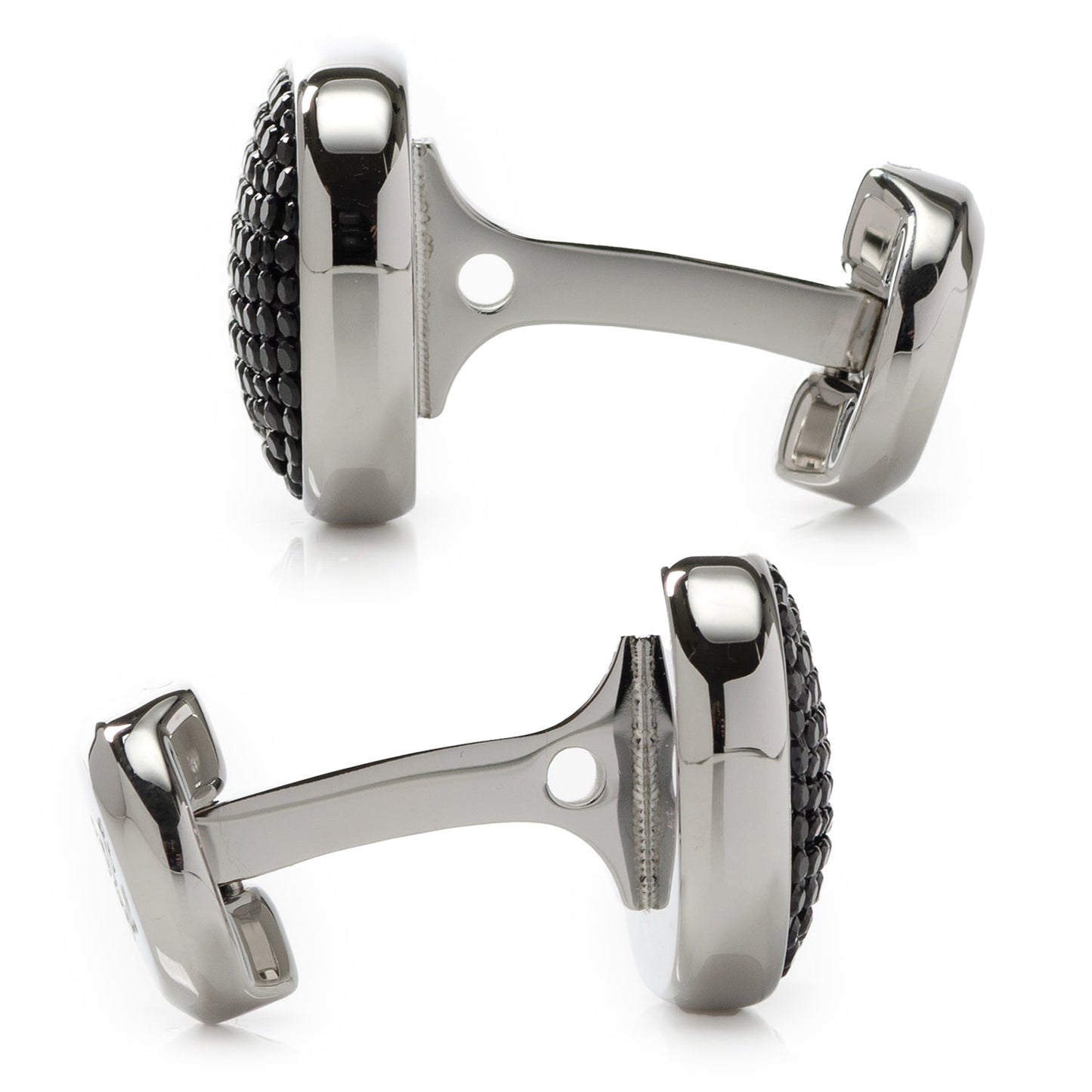 Stainless Steel Black Pave Crystal Cufflinks