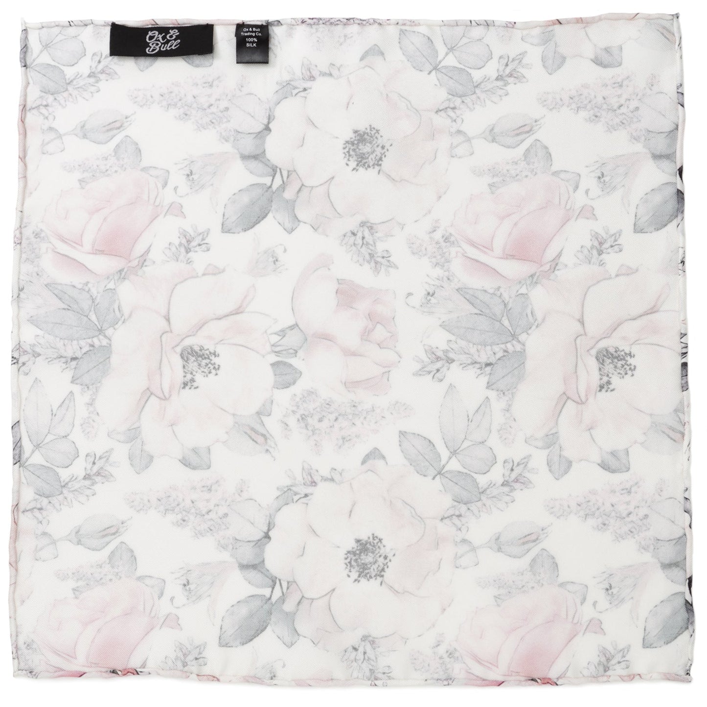 Painted Floral Gray Necktie and Pocket Square Gift Set