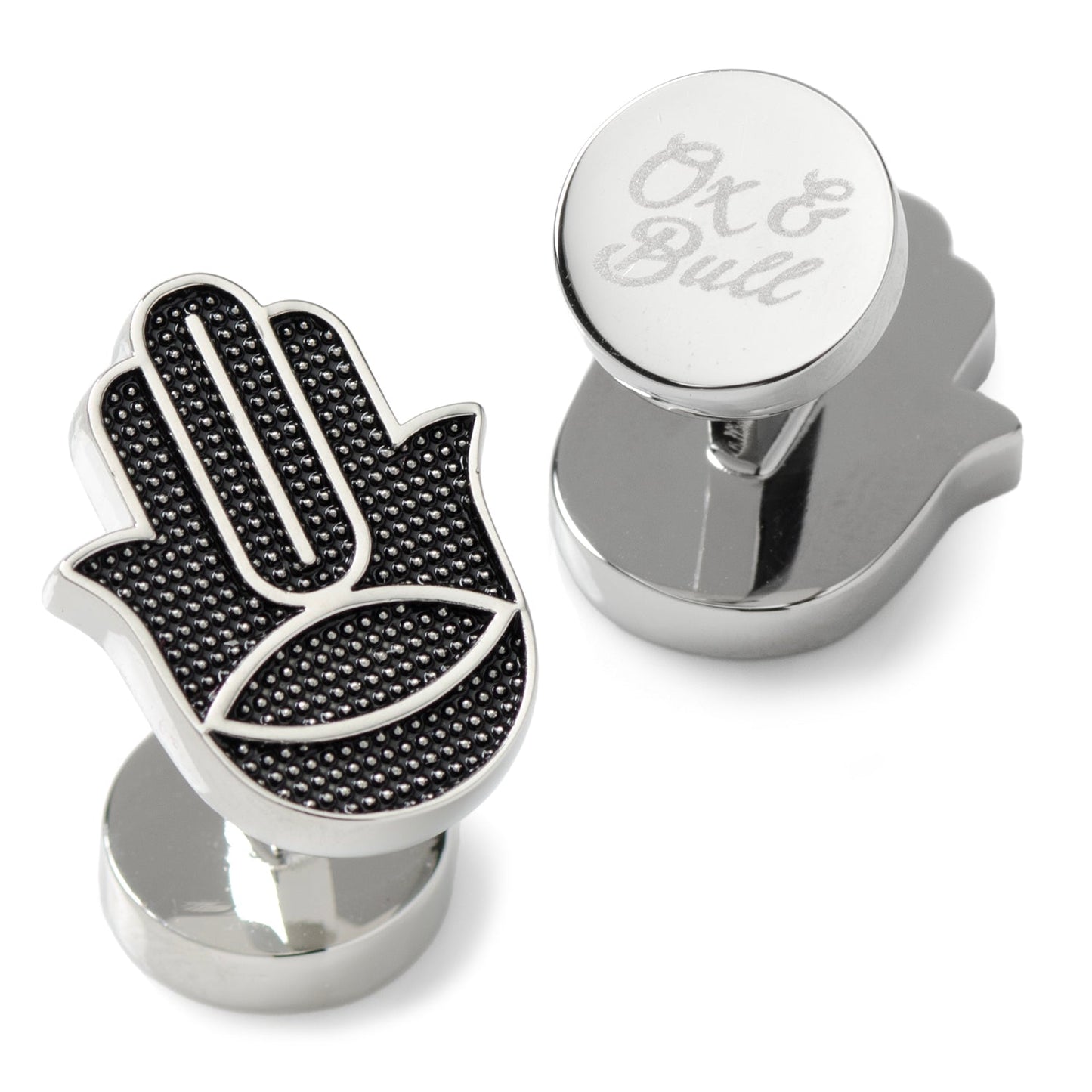 Hamsa Textured Silver Cufflinks