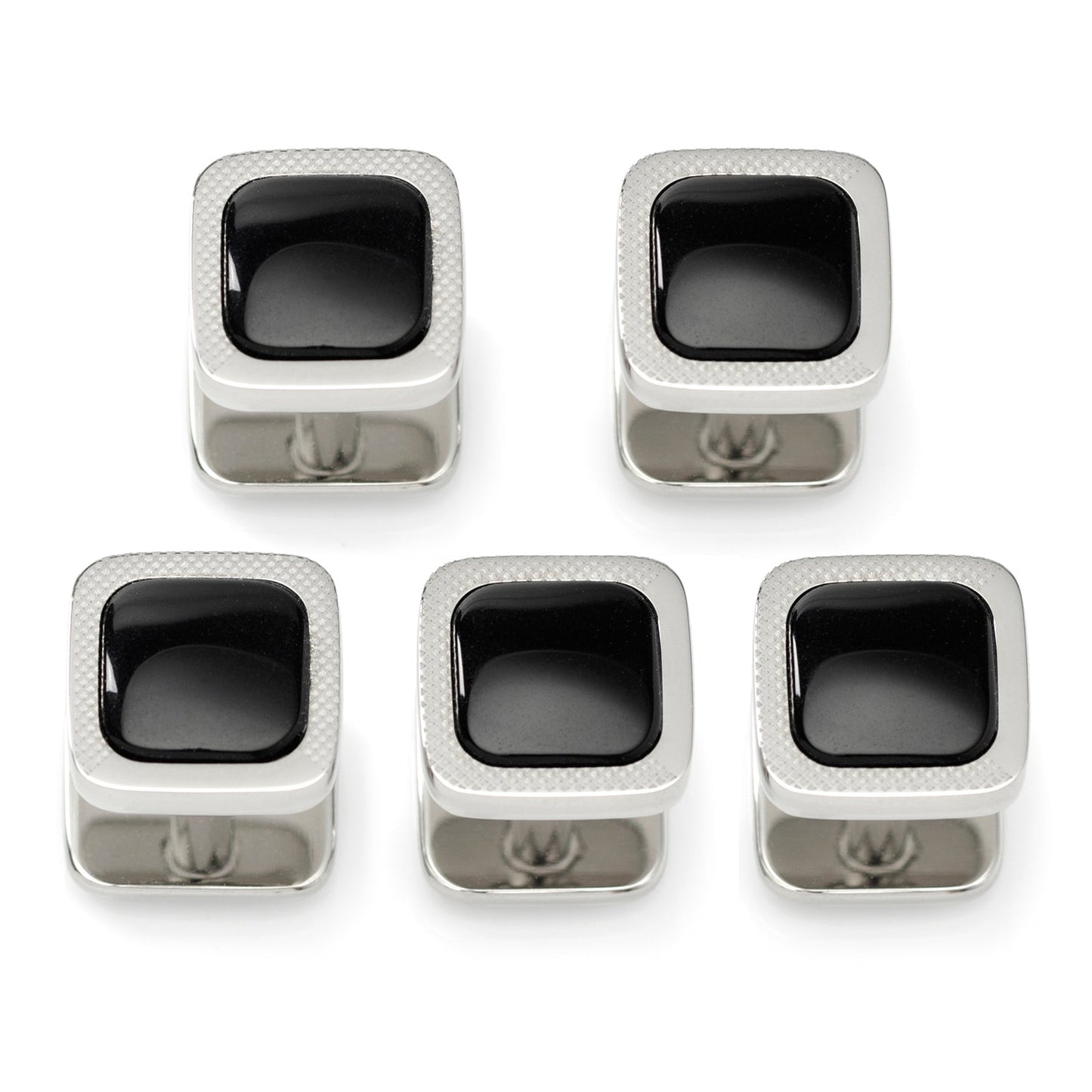 Onyx cushion stainless steel tuxedo stud set five pieces