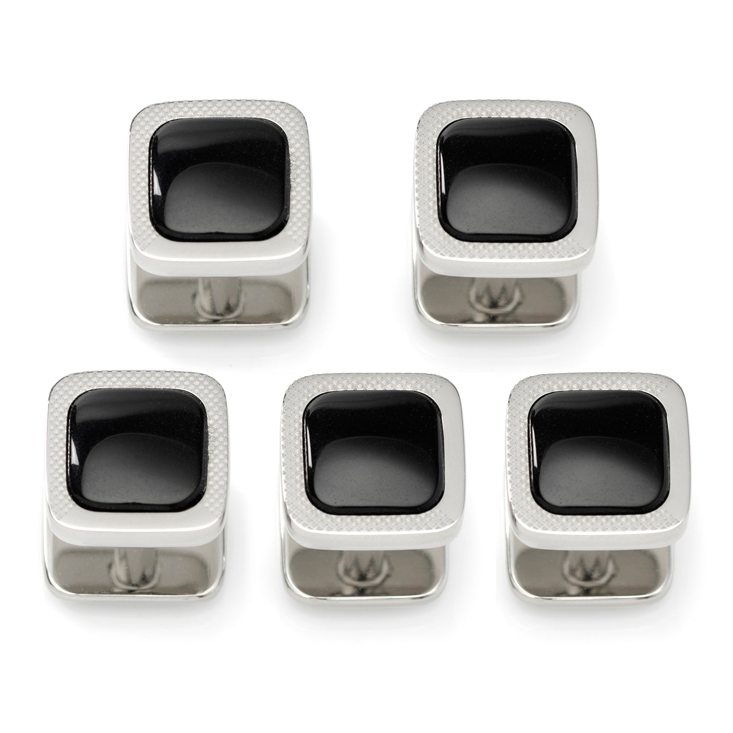 Onyx cushion stainless steel tuxedo stud set five pieces