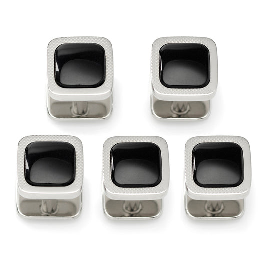 Onyx cushion stainless steel tuxedo stud set five pieces