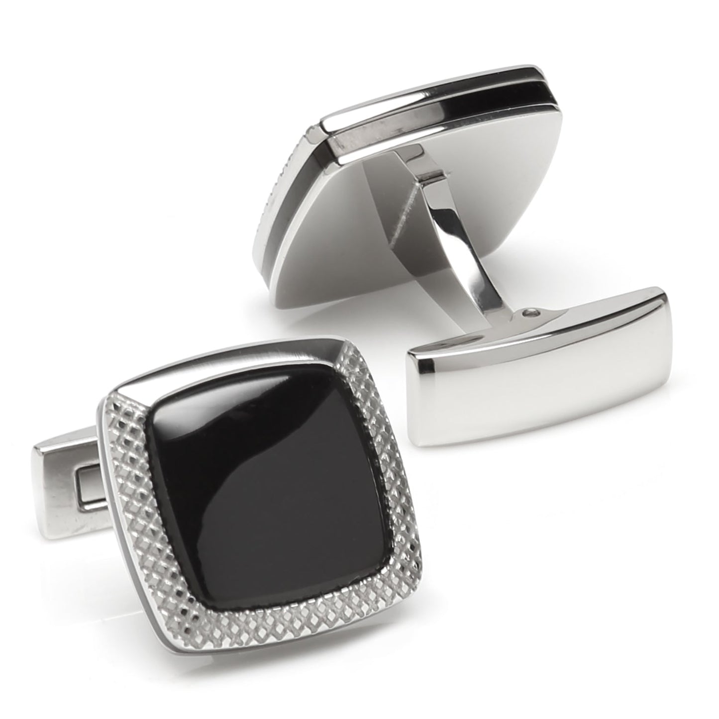 Onyx Cushion Stainless Steel Cufflinks
