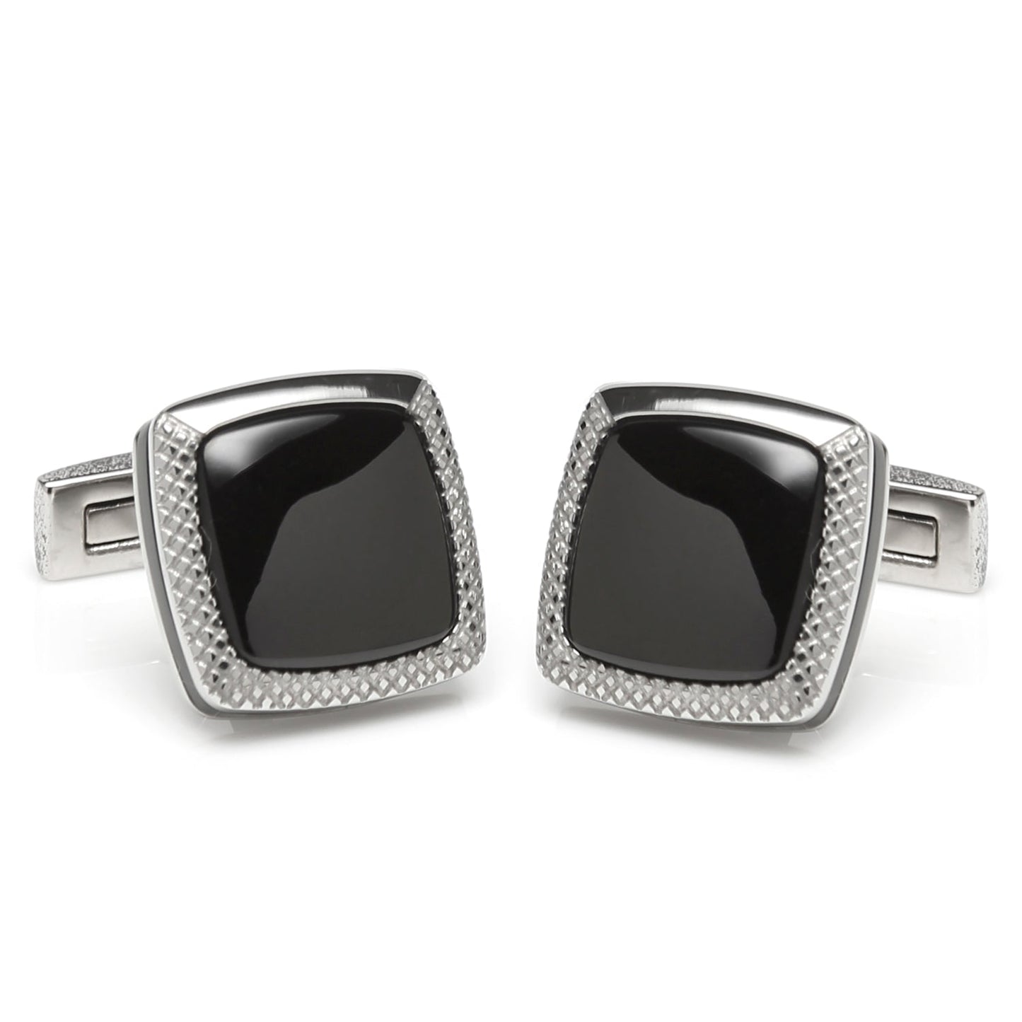 Onyx Cushion Stainless Steel Cufflinks
