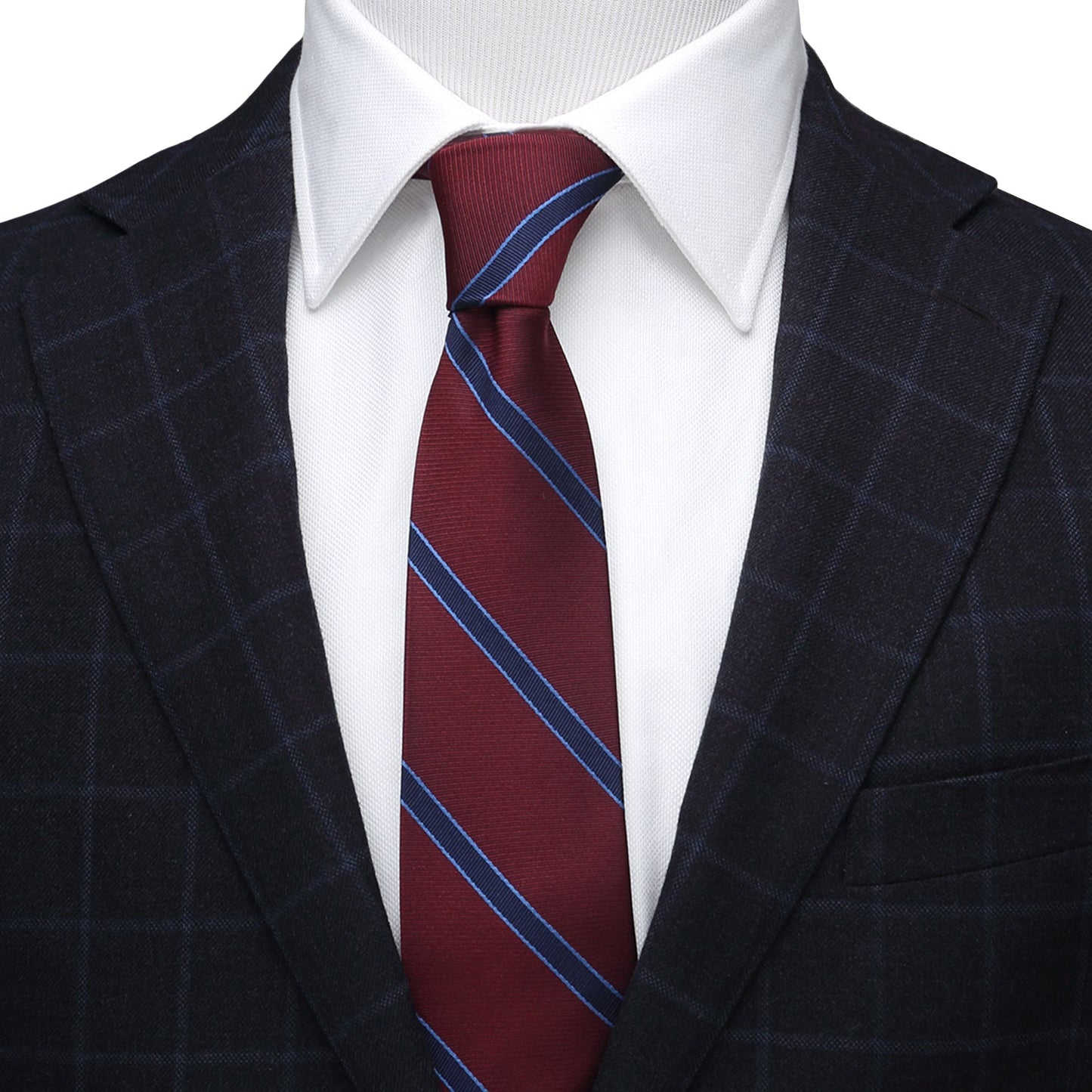 The Phillip Tie (Burgundy Stripe Men's Tie)