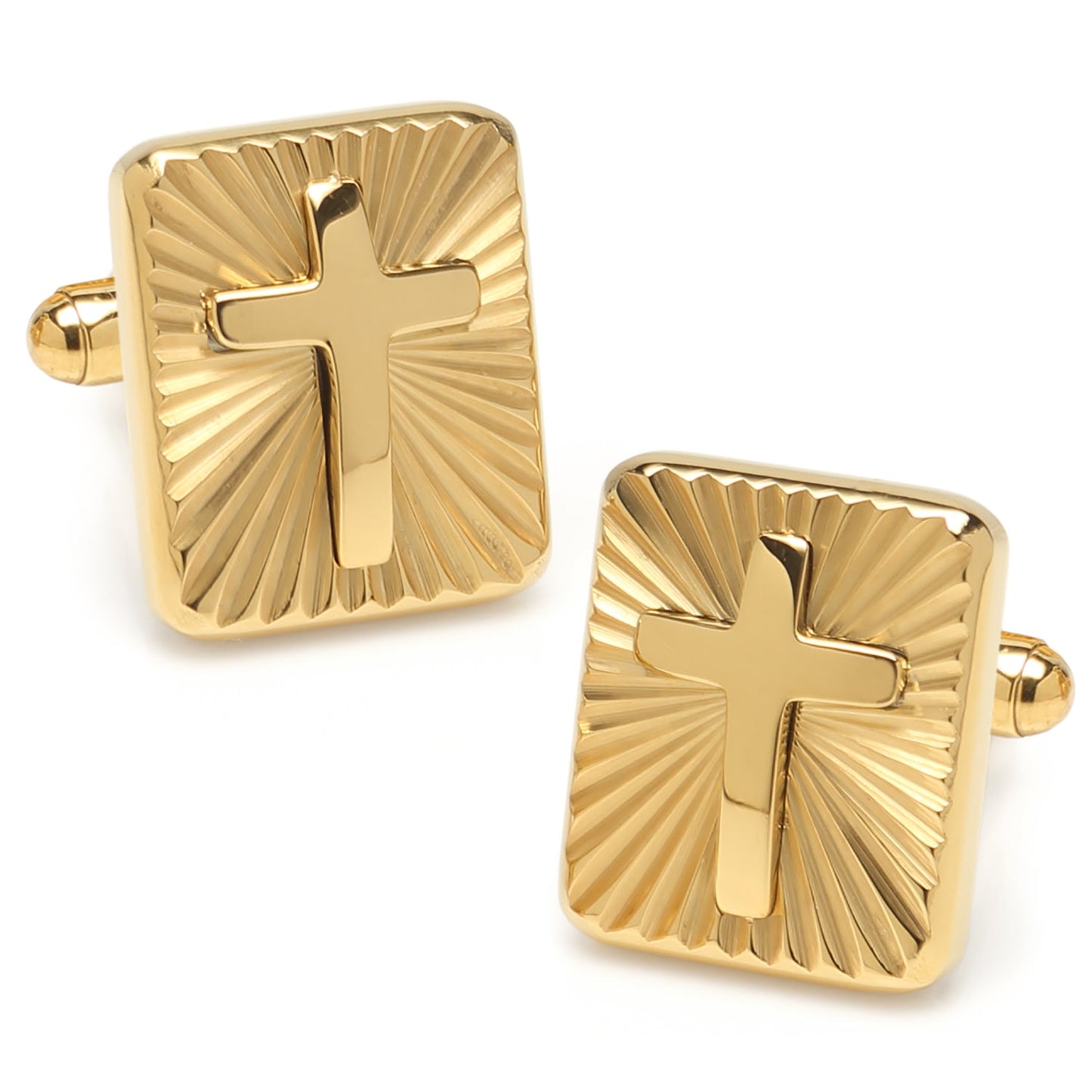 Radiant gold and silver cross cufflinks – luxury Christian jewelry by JayPin