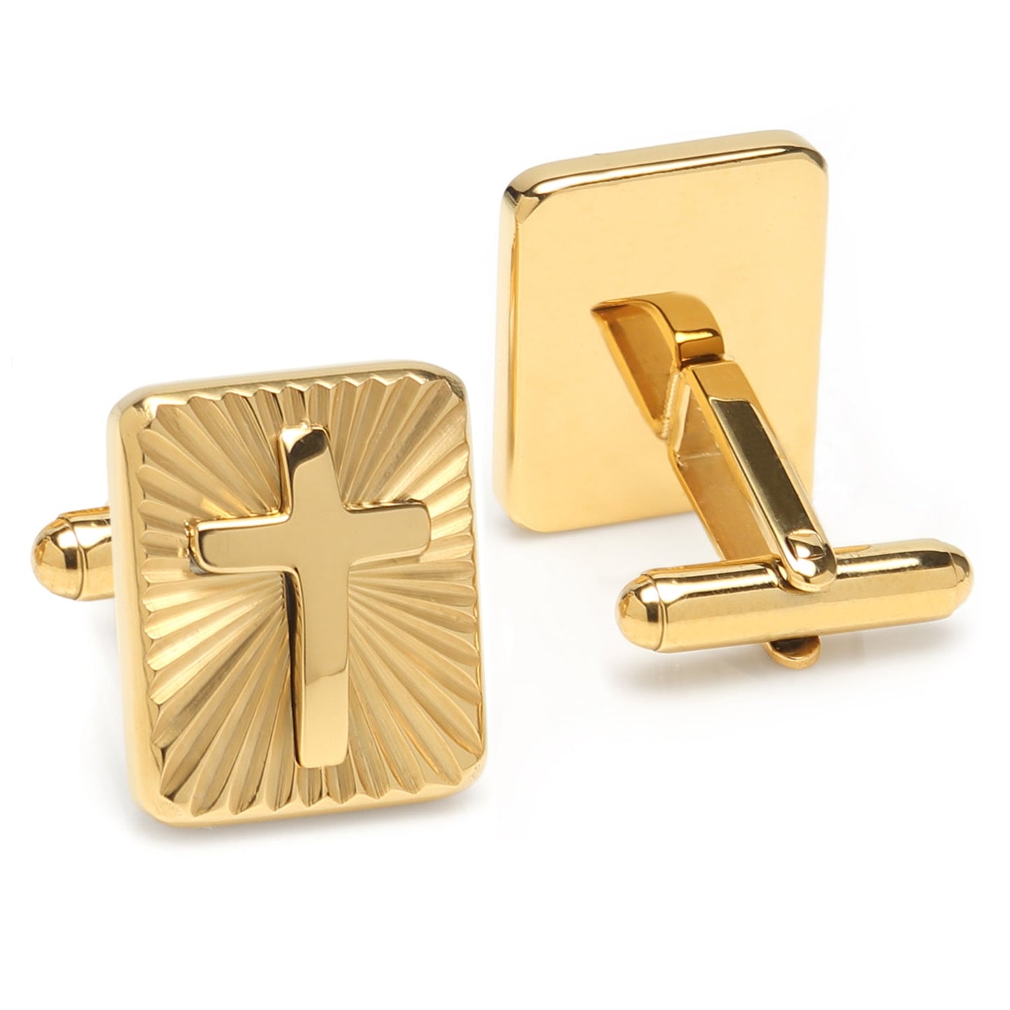 Radiant Cross Gold Stainless Steel Cufflinks