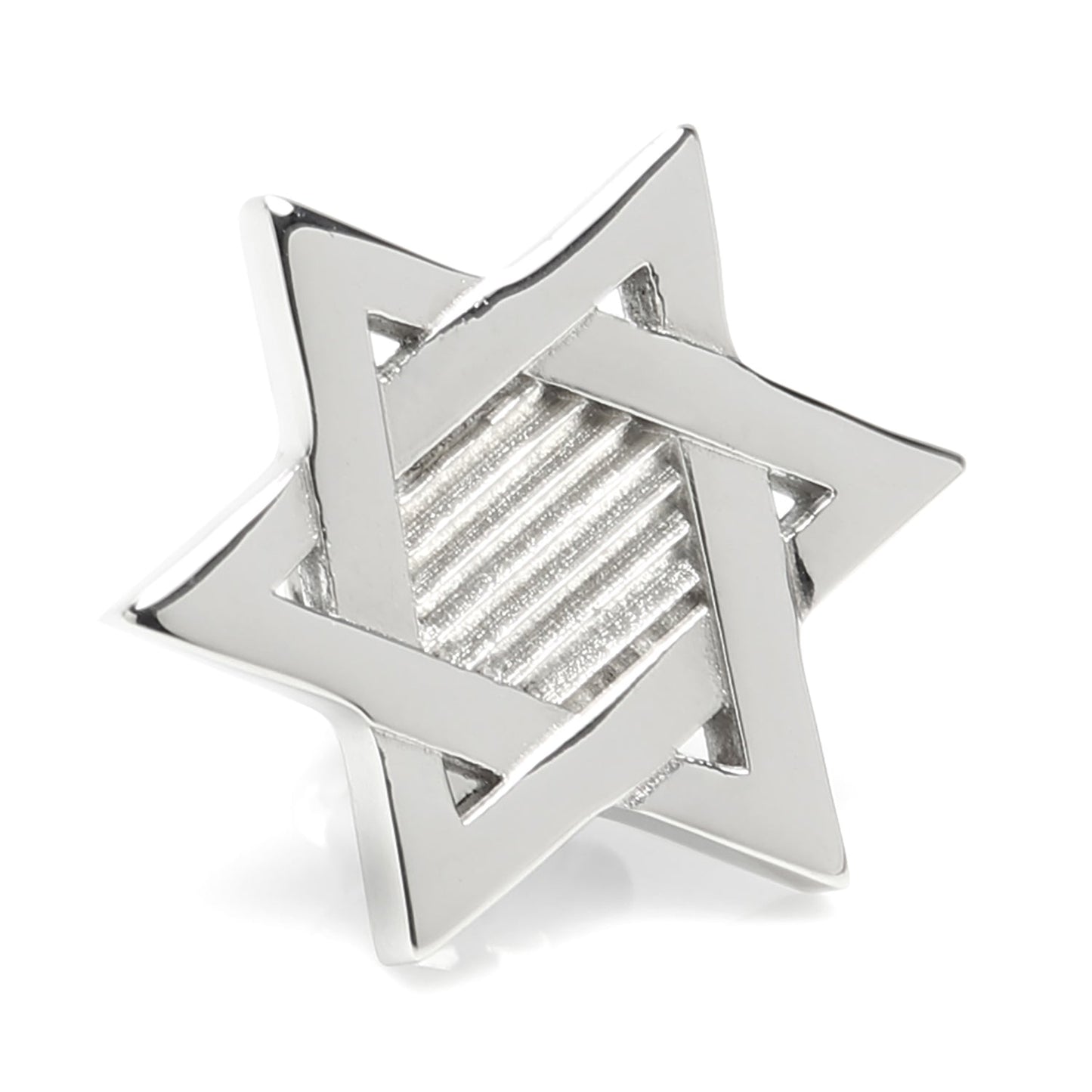 Silver star-shaped object on a white background