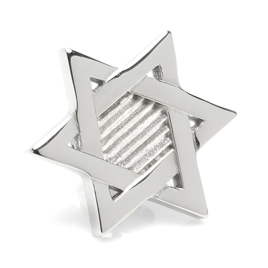 Silver star-shaped object on a white background