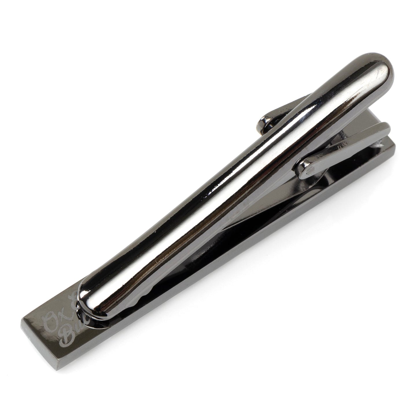 Metallic tie clip on a white background