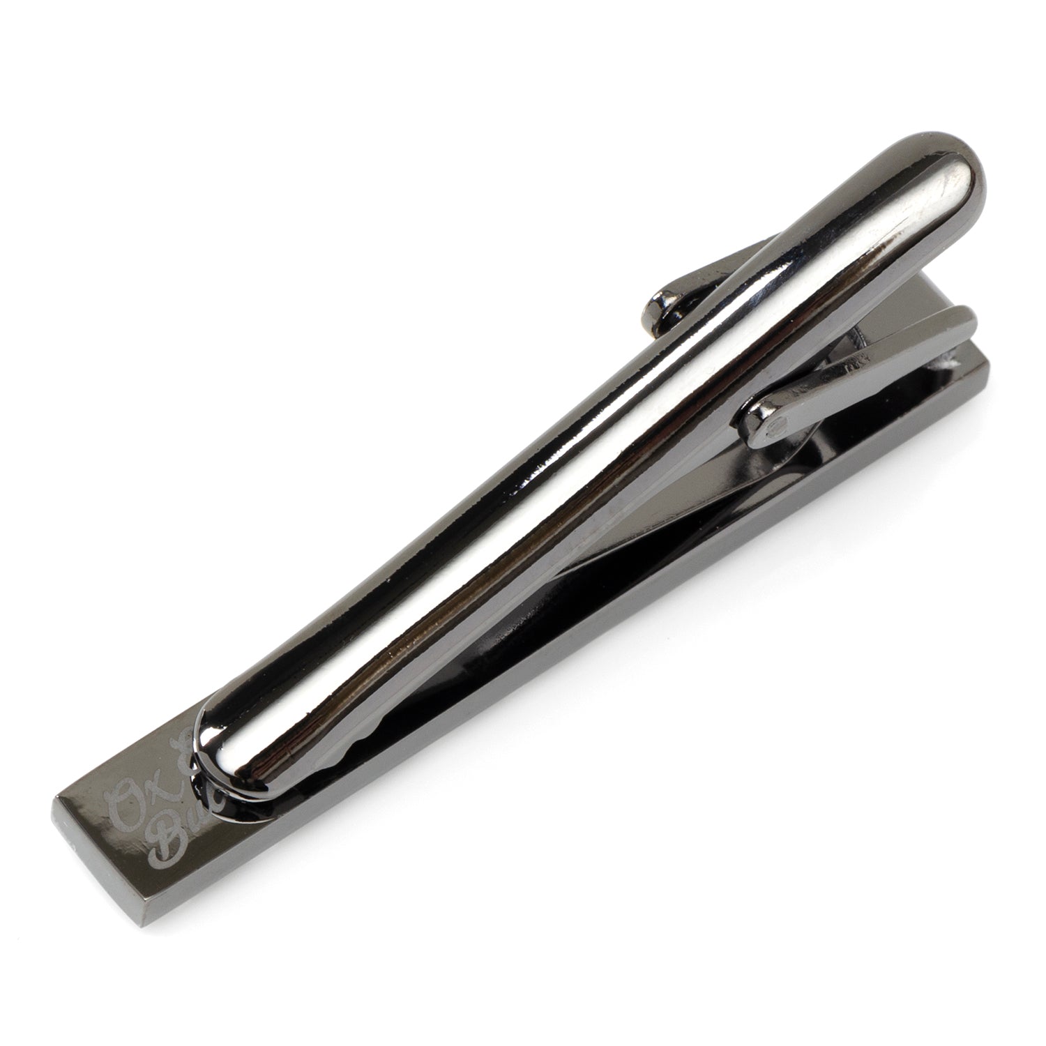 Metallic tie clip on a white background