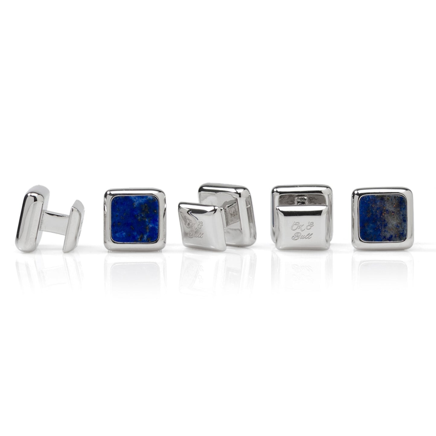 Sterling Silver and Lapis JFK Presidential 5-Stud Set