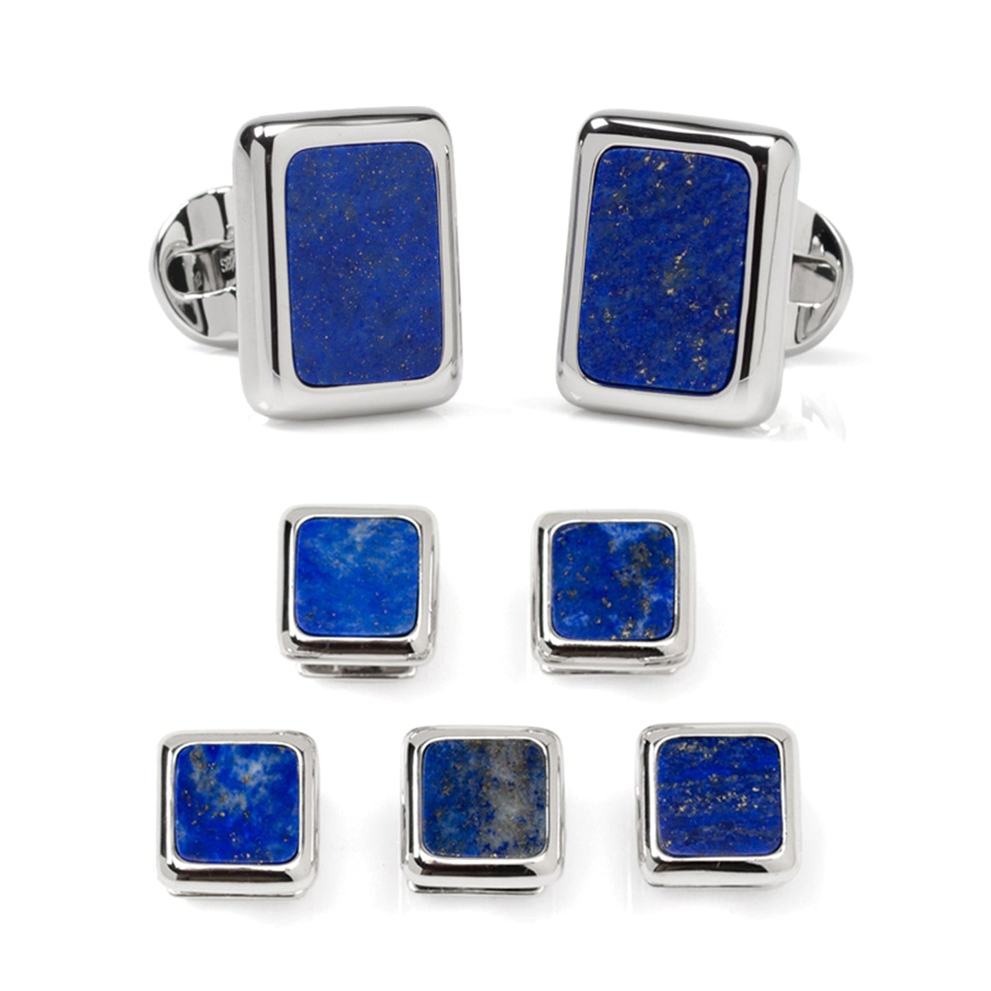 Sterling Silver and Lapis JFK Presidential Cufflink and Stud Set – luxury men’s formalwear gift