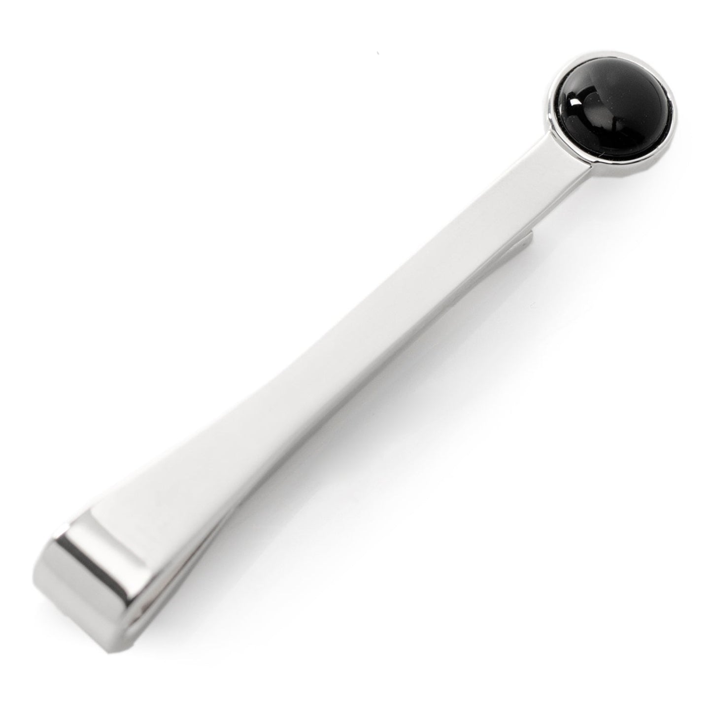 Metallic kitchen tool with a black knob on a white background