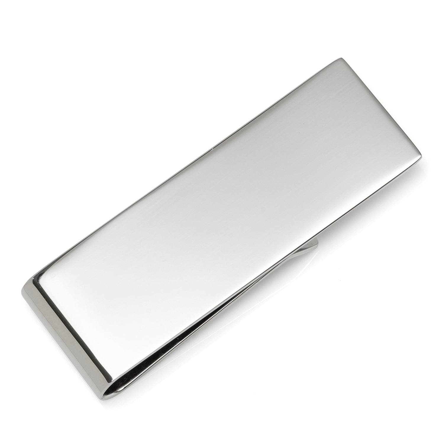 Silver money clip on a white background