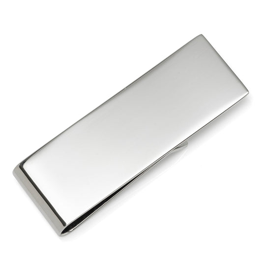 Silver money clip on a white background
