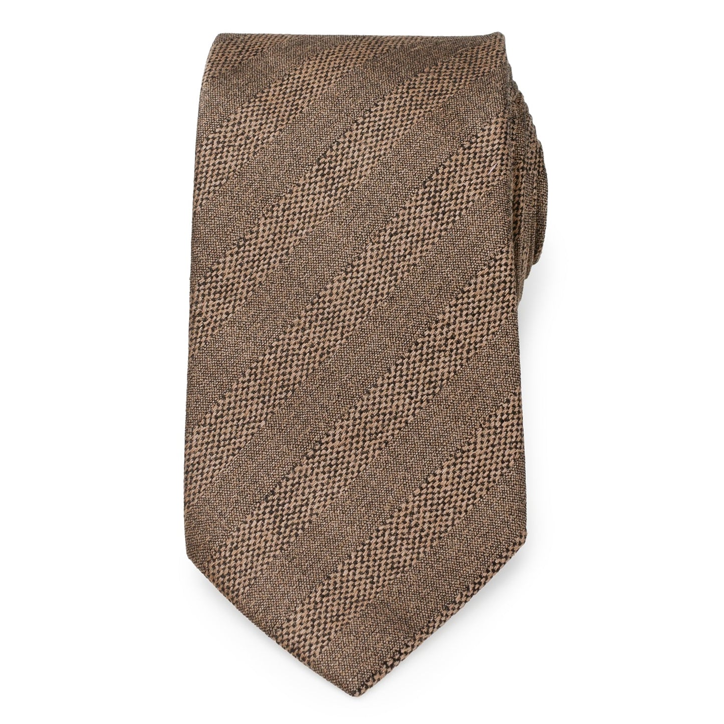 Tan tweed striped linen tie – elegant tan men’s necktie for formal or casual wear