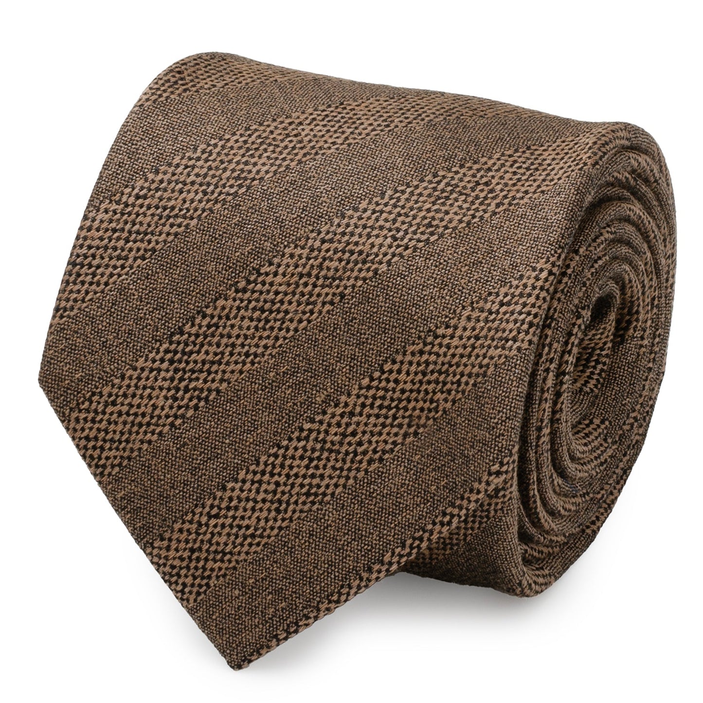 Tan tweed striped linen tie – elegant tan men’s necktie for formal or casual wear