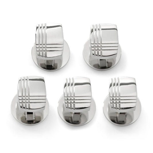 Sterling Silver Tartan Plaid 5-Studs