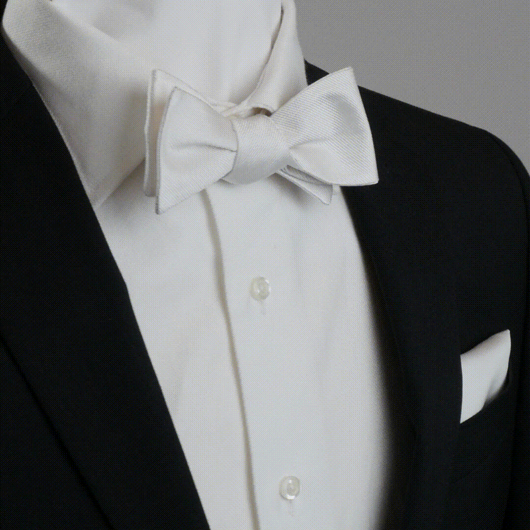 White Silk Self Bow Tie