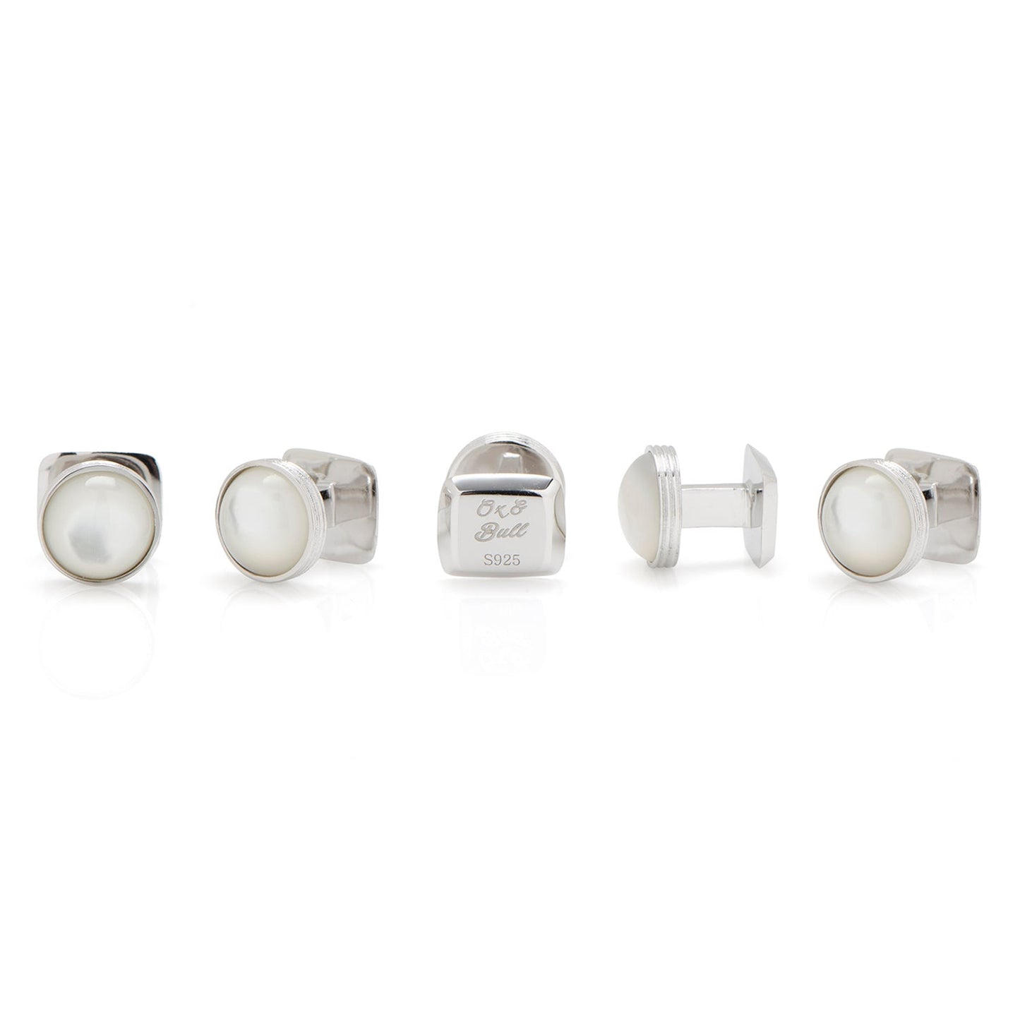 Sterling Silver Ribbed Mother of Pearl 5-Studs