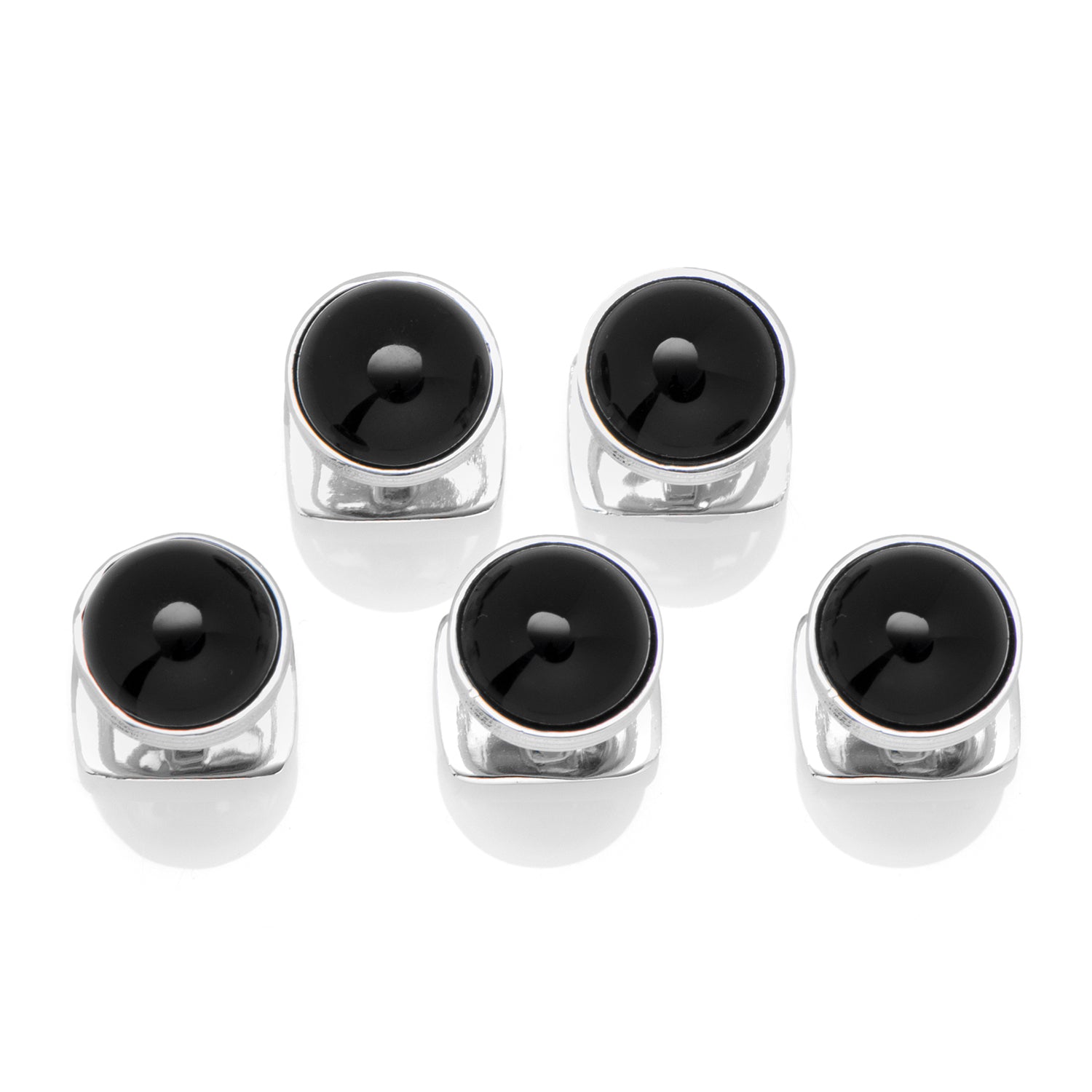 Sterling Silver Ribbed Onyx 5-Studs – Jay Pins