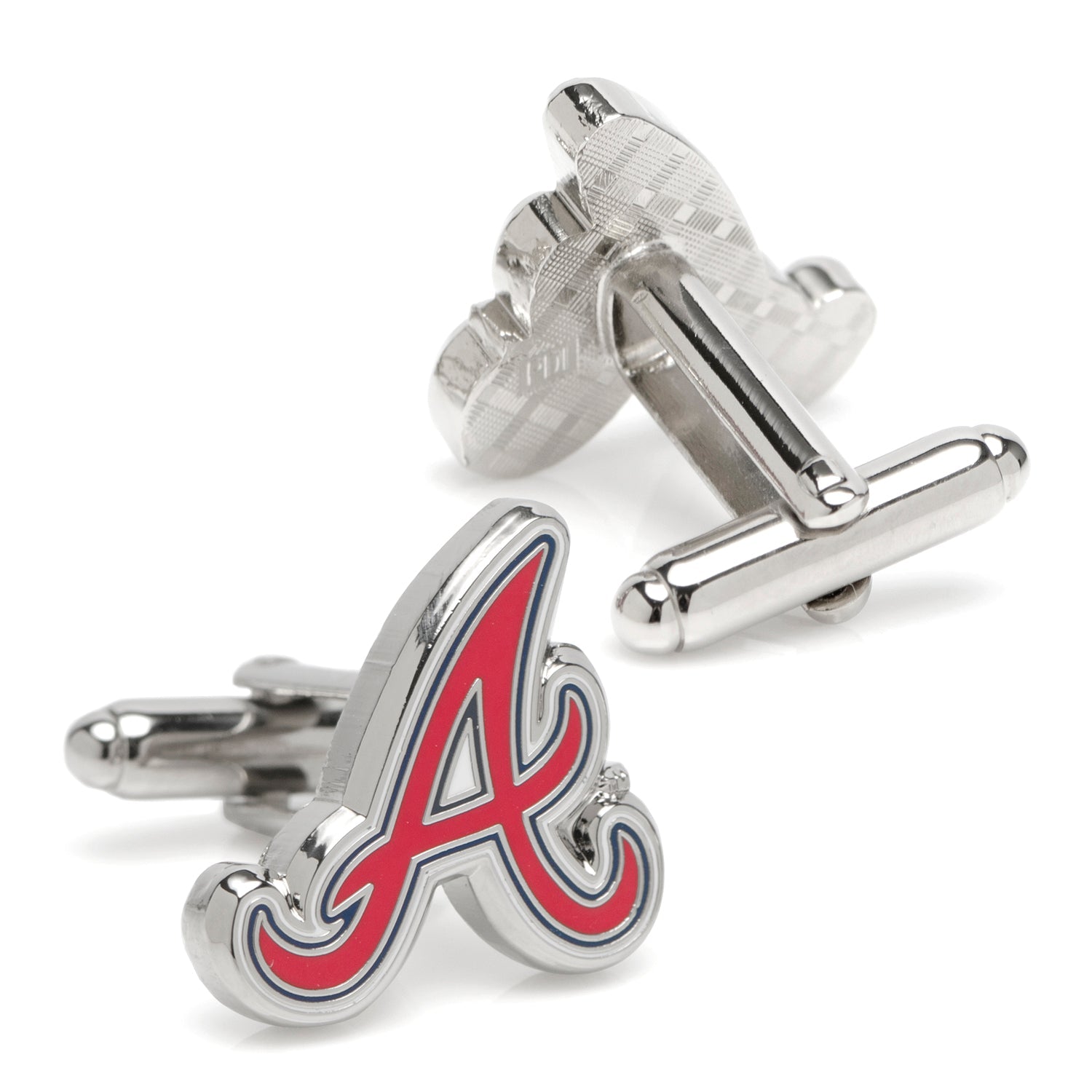 Cufflinks with a red 'A' logo on a white background MLB Atlanta Braves Cufflinks