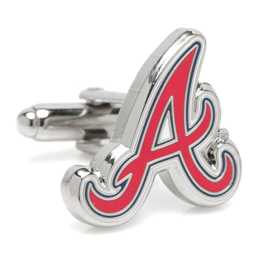 Cufflinks with a red 'A' logo on a white background MLB Atlanta Braves Cufflinks