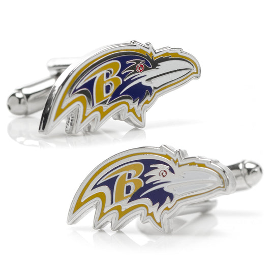 Baltimore Ravens logo cufflinks on a white background