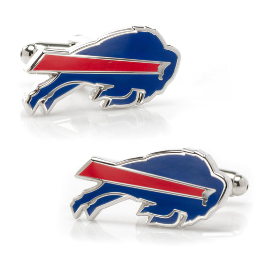Pair of cufflinks with a blue and red logo on a white background Buffalo Bills NFL 