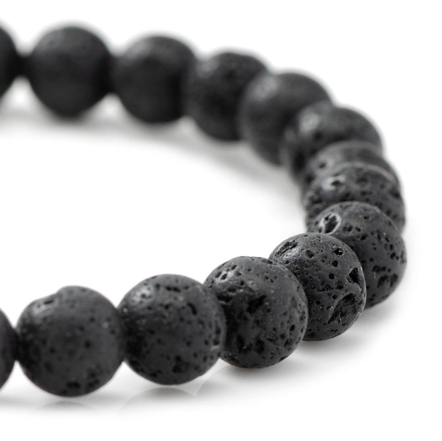 Black beaded bracelet on a white background