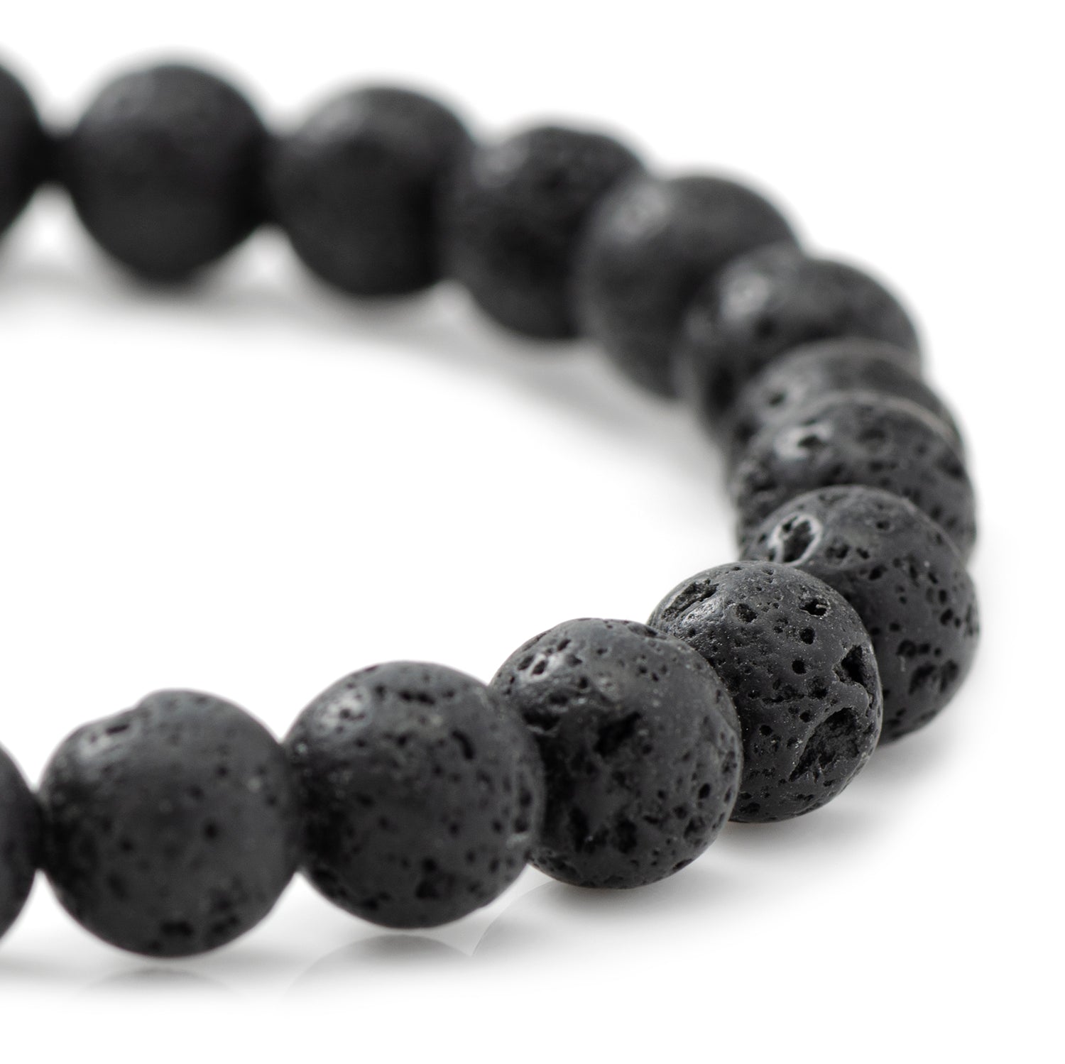 Black beaded bracelet on a white background