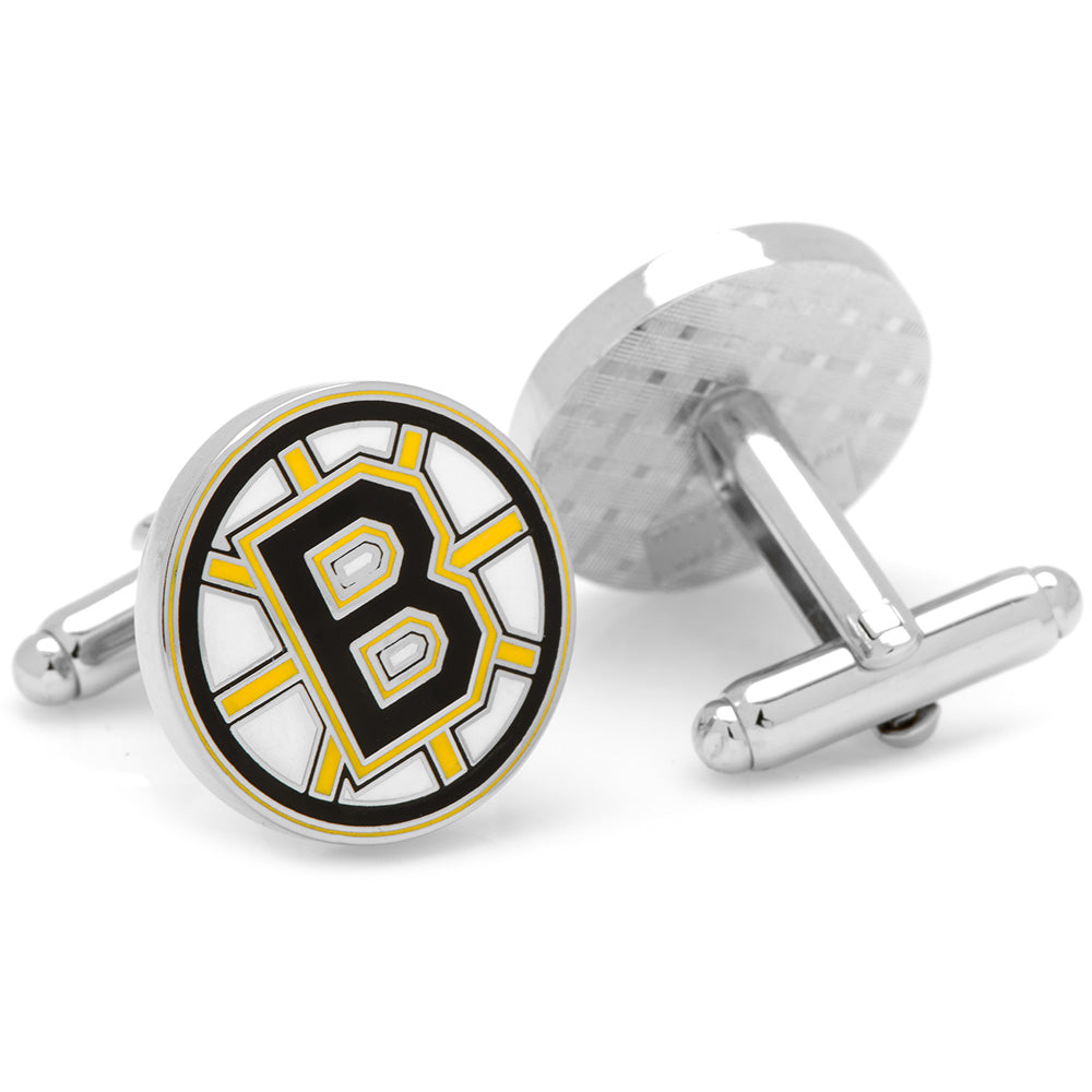 NHL Boston Bruins Cufflinks with a logo featuring a large 'B' on a white background
