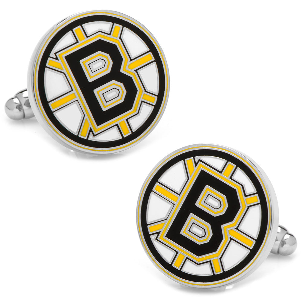 NHL Boston Bruins Cufflinks Two hockey team logo cufflinks on a white background