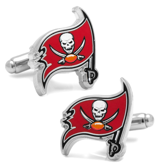 Tampa Bay Buccaneers logo cufflinks on a white background