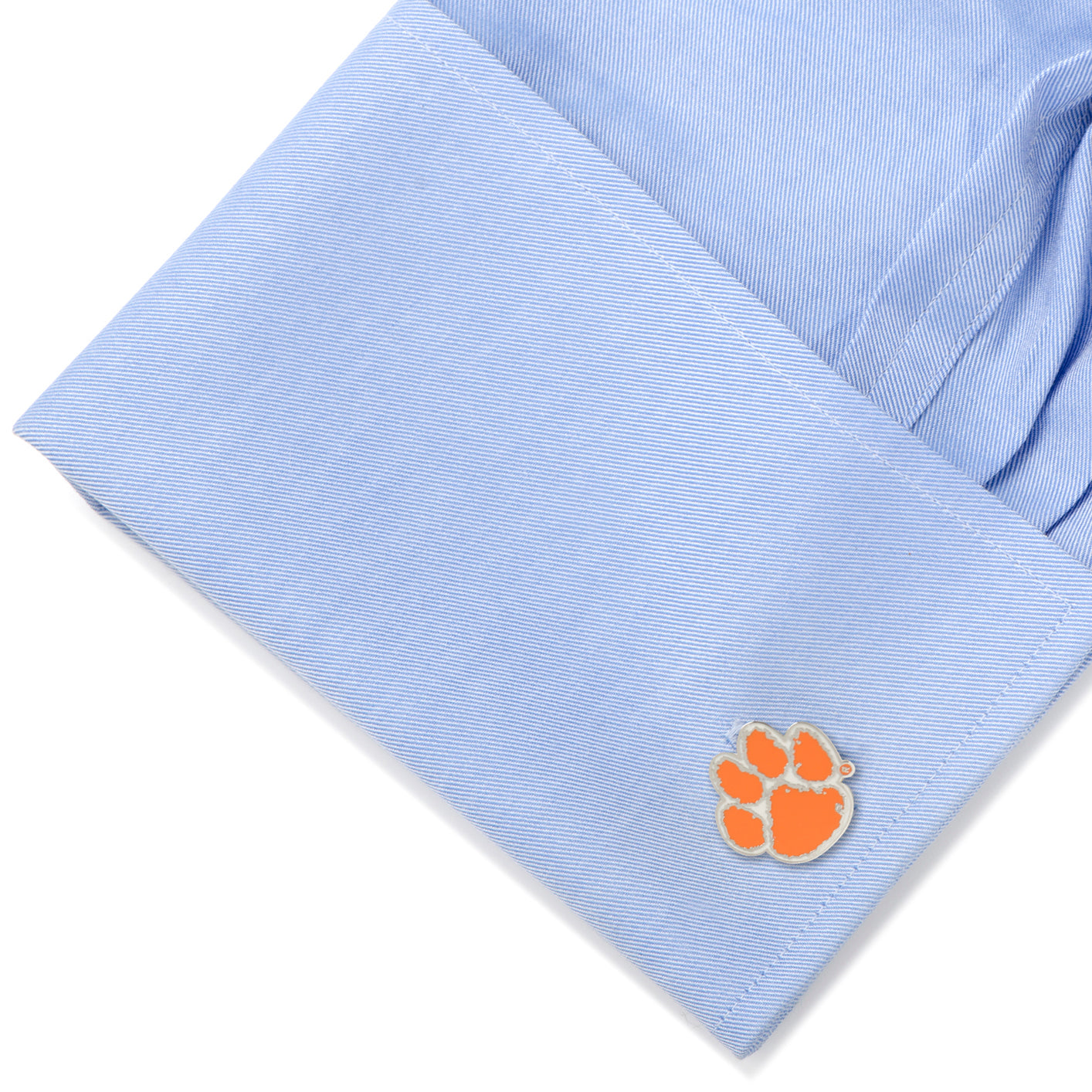 Light blue fabric with a paw print design on a white background