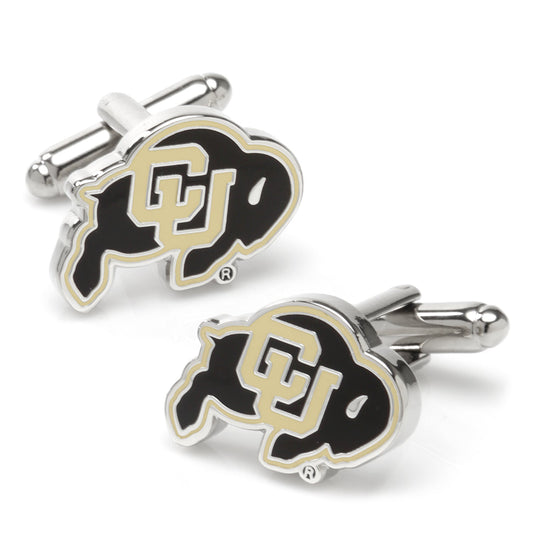 Cufflinks with a logo featuring 'CU' on a white background